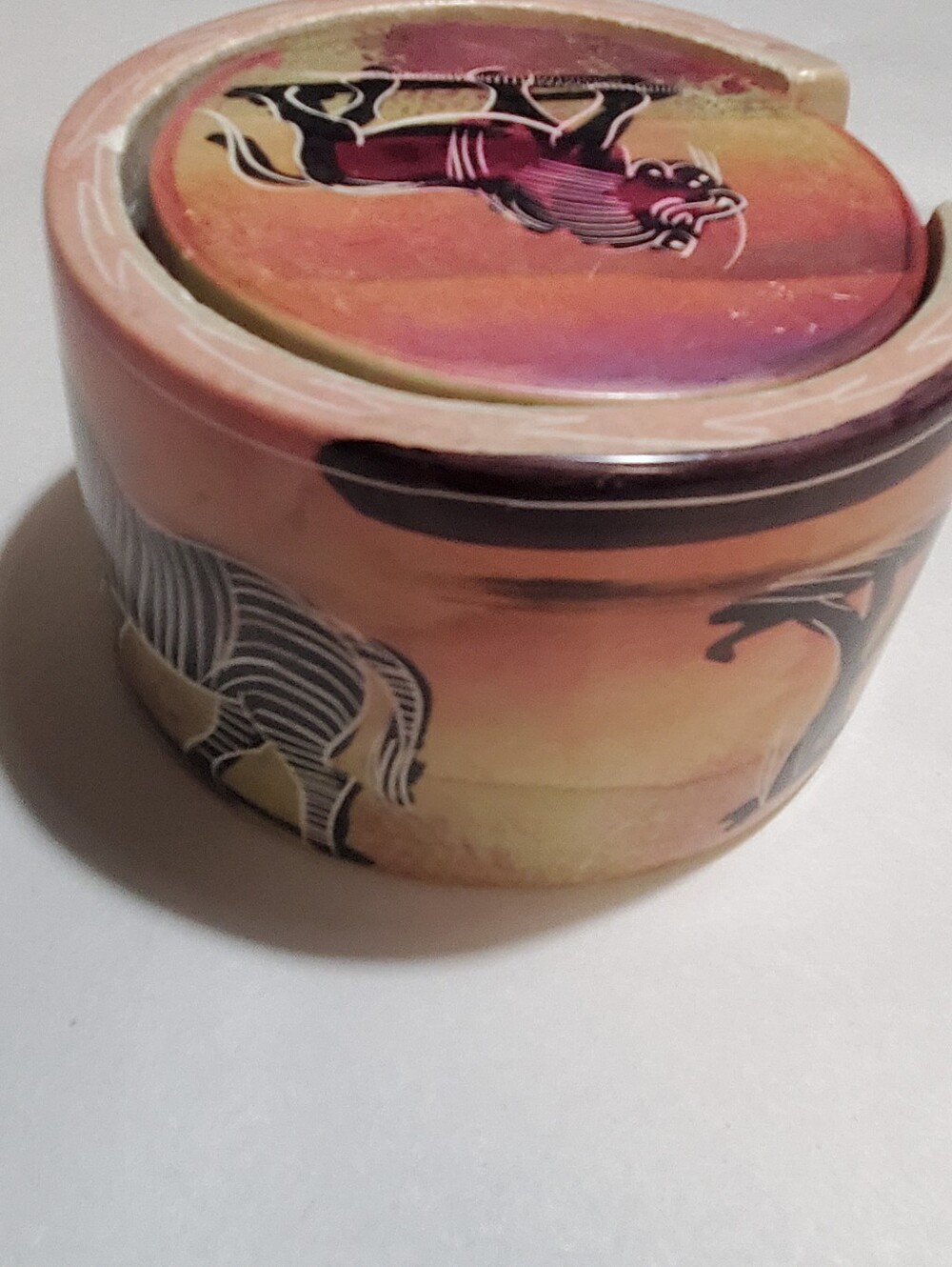 HAND CARVED SAFARI ANIMALS KENYAN SOAPSTONE COASTER SET 6.